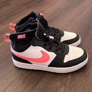 Nike high top sneakers court borough size 1.5 y pink black
